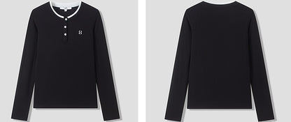 COMME MOI Lu Yan designer new women's Henry collar wool base T-shirt - PRIDE.