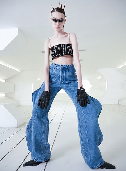 ANNAKIKI 3D Wave Fractal Deconstructed Trousers-SMITH.