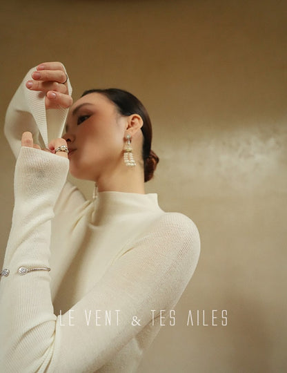 LE VENT&TES AILES seamless Yangtze yarn wool high-neck knit turtle neck-FEY
