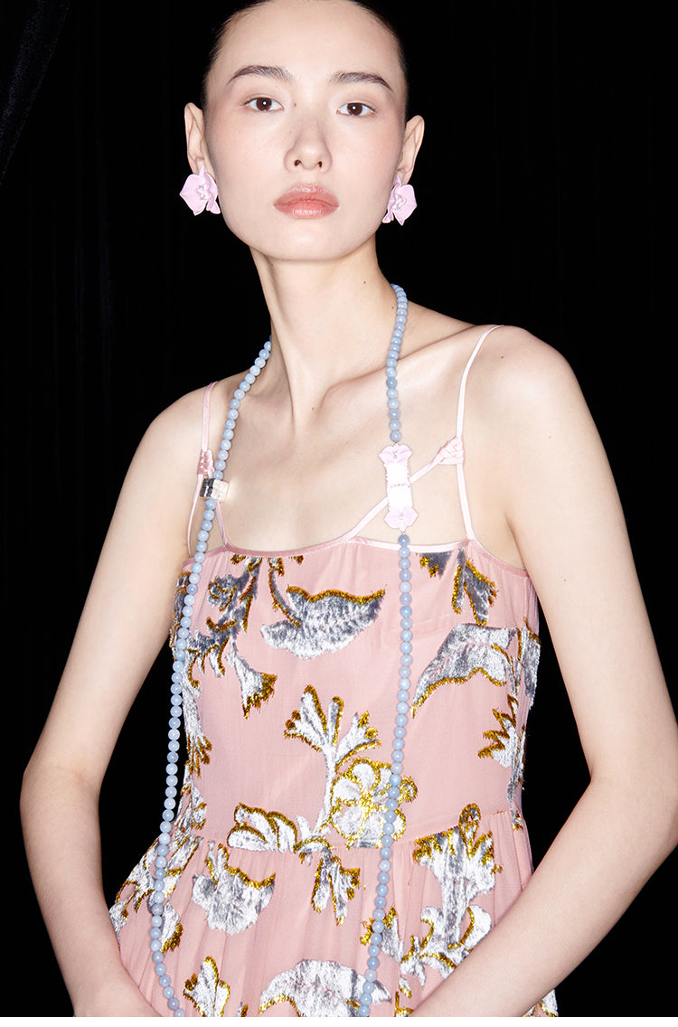 M essential Mackay designer velvet wide-hem slip dress Pants set - twe.