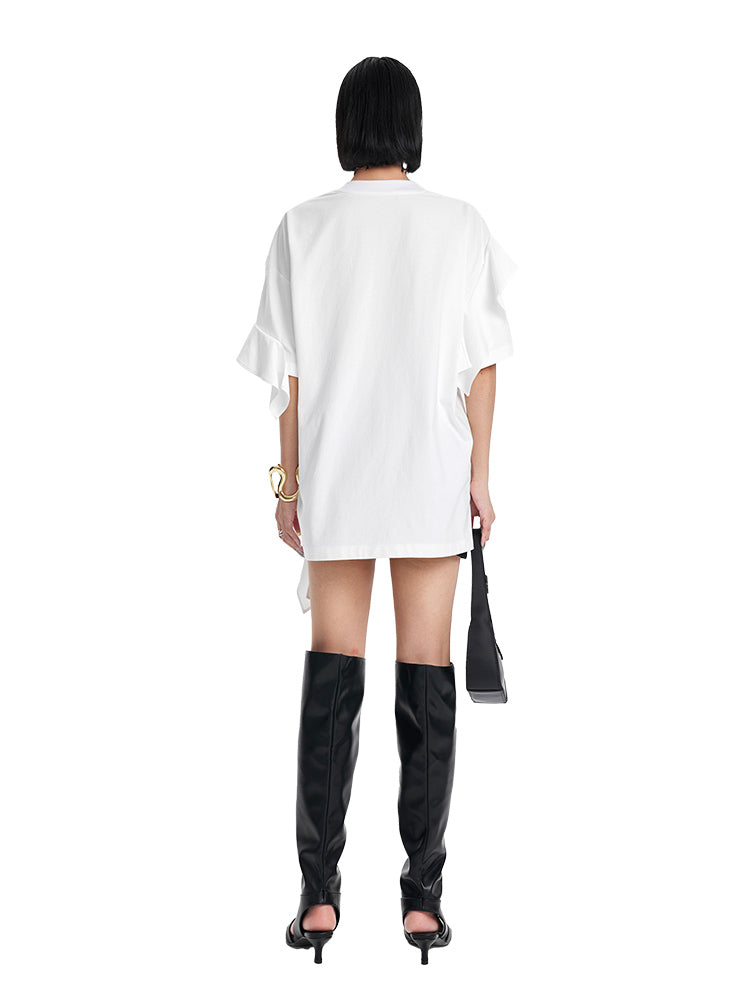 TINY IN ruffled crewneck large dropped shoulders versatile top -SAC