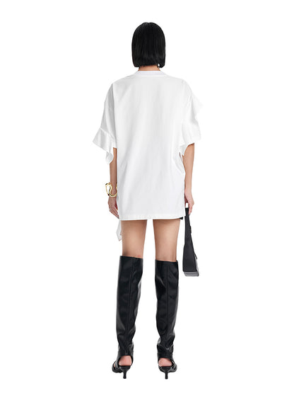 TINY IN ruffled crewneck large dropped shoulders versatile top -SAC