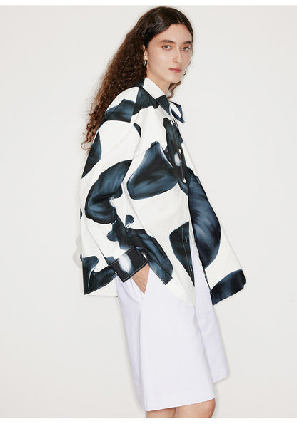 ATELIER MISS LU Spring/Summer brand fixed dyeing calla lily print shirt - TEE