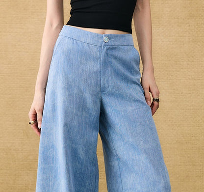 HECO Chinese Old Money Linen Bootcut Slacks Slim Wide-leg Pants - GLADE.
