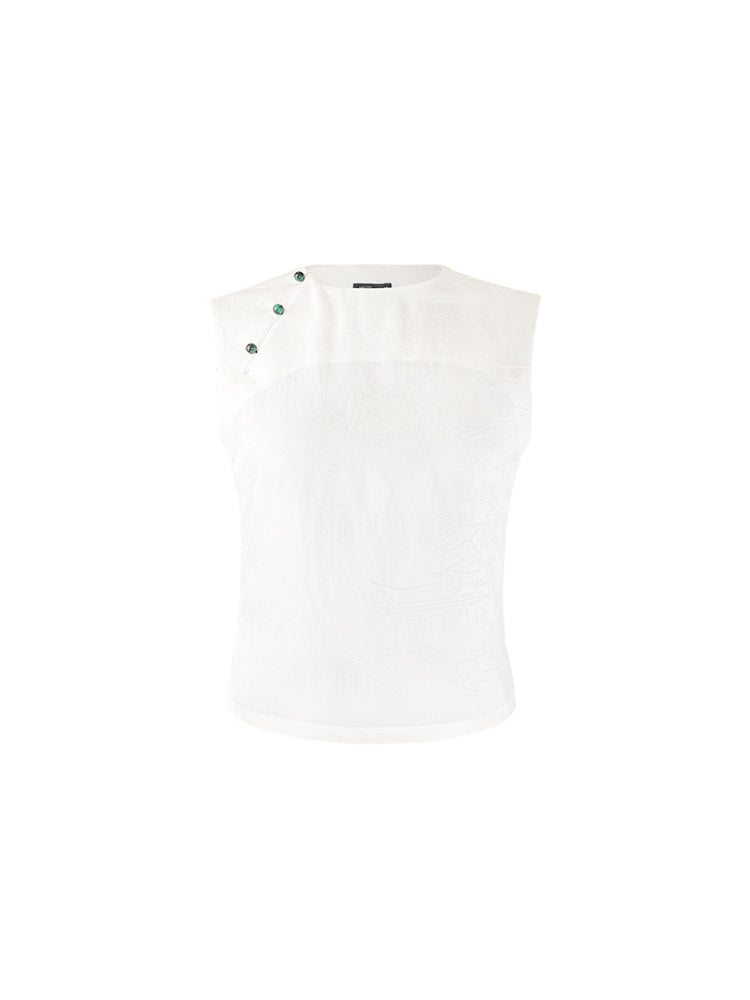 HECO Chinese Diagonal Jacquard Round Neck Vest - HOVER.