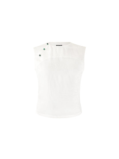 HECO Chinese Diagonal Jacquard Round Neck Vest - HOVER.