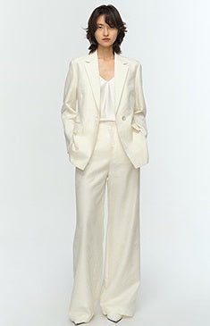 COMME MOI Lu Yan Designer's new women's high-speed commuter silk wool jacquard lapel suit - GRACIOUS.