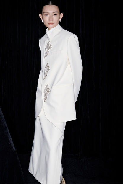 M essential Mackay designer Jiayang twill iris beads new Chinese silhouette suit - about.