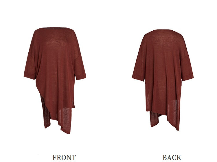 ZHUCHONGYUN one-line collar loose irregular thin top-USHER.