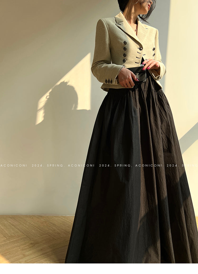 Aconiconi High End Long Sleeve Double Breasted Tuxedo French Retro Jacket Blazer- History