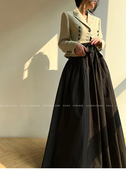 Aconiconi High End Long Sleeve Double Breasted Tuxedo French Retro Jacket Blazer- History