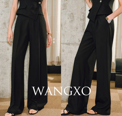 WANGXO | Cool Skin-Friendly Slanted Vest & Single-Pleated Trousers Elegant Suit- VEDA