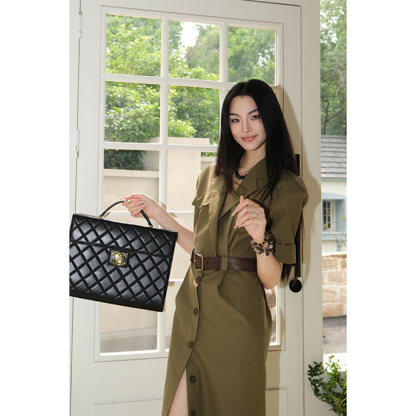 MEI SANGUAN Military Green Cargo Midi Dress- FAITH