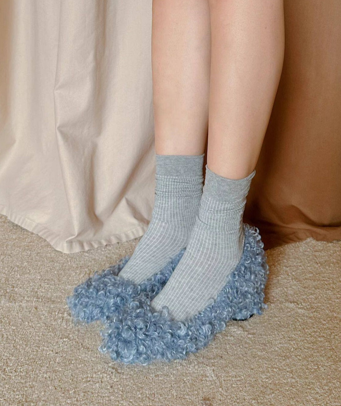 B-FEl lambswool shoes rolled mid heel-BUBA.