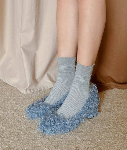 B-FEl lambswool shoes rolled mid heel-BUBA.