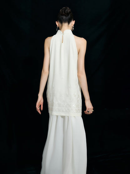 HECO Chinese butterfly sequin fake two-piece dress - CROWN.