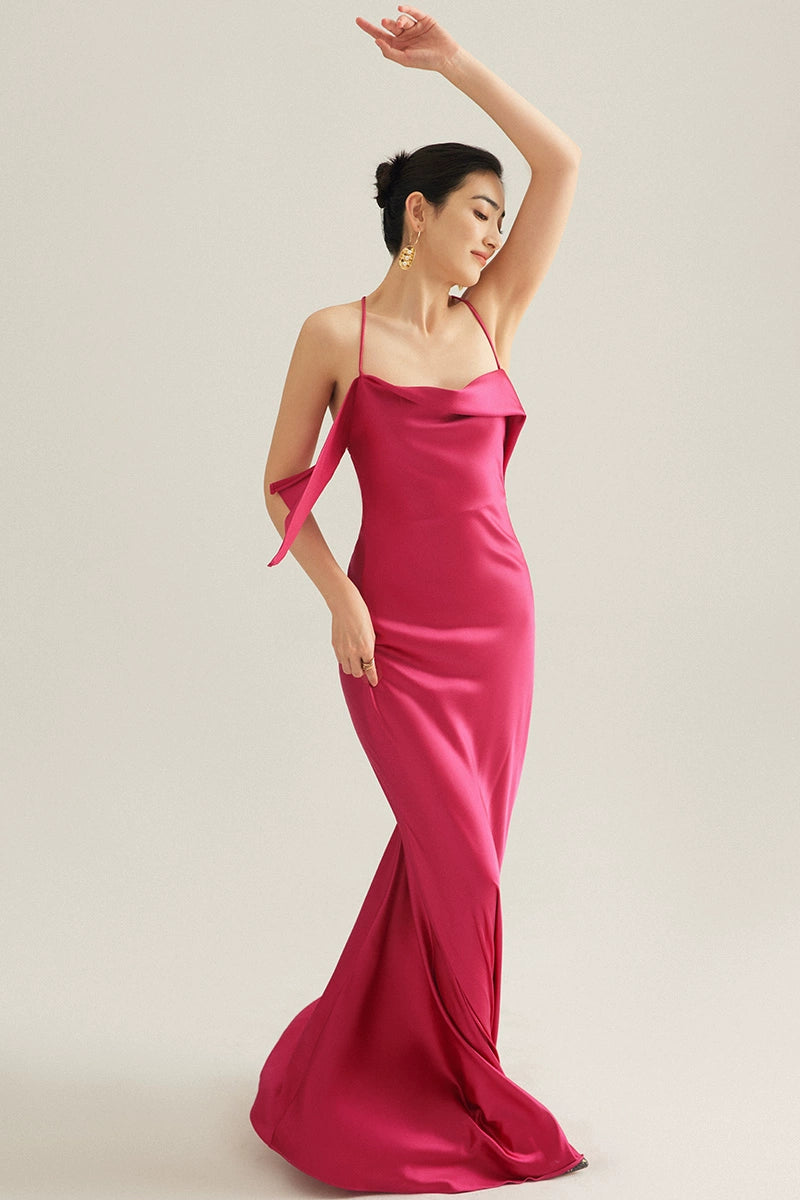GOUDIN dressing satin party evening gown-MORA.