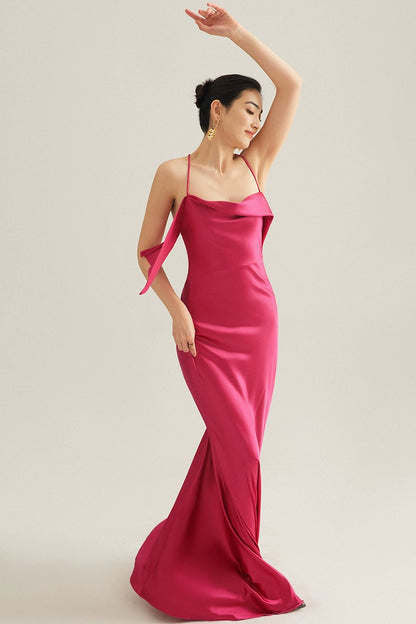 GOUDIN dressing satin party evening gown-MORA.