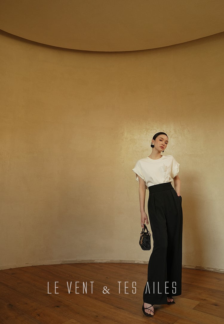 LE VENT&TES AILES  handmade Lush 100 cotton 3d flower short-sleeved top-Lyra