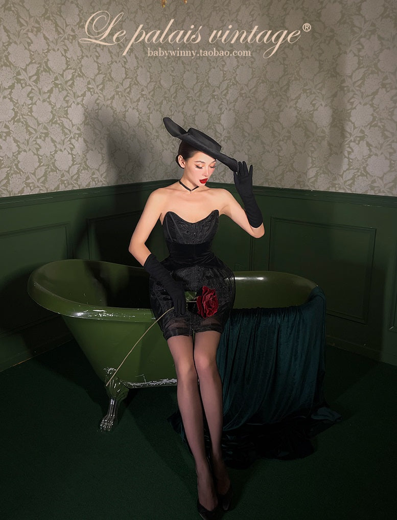 le palais  herringbone hourglass slim-fit organza dress-YEN