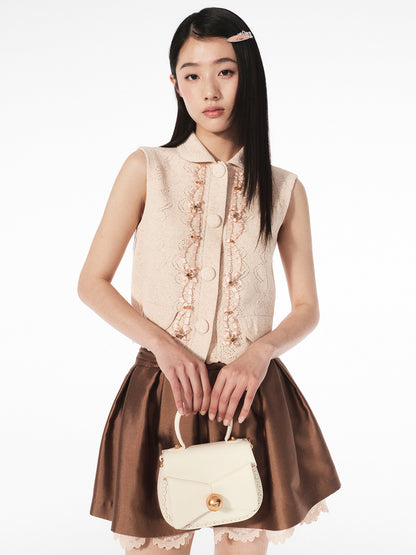 FAME rococo piping beaded sleeveless knitted top - EMMA