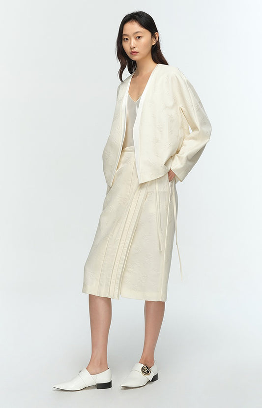 COMME MOI Lu Yan designer's new women's silk wool jacquard overlapping straight skirt - LIAM .