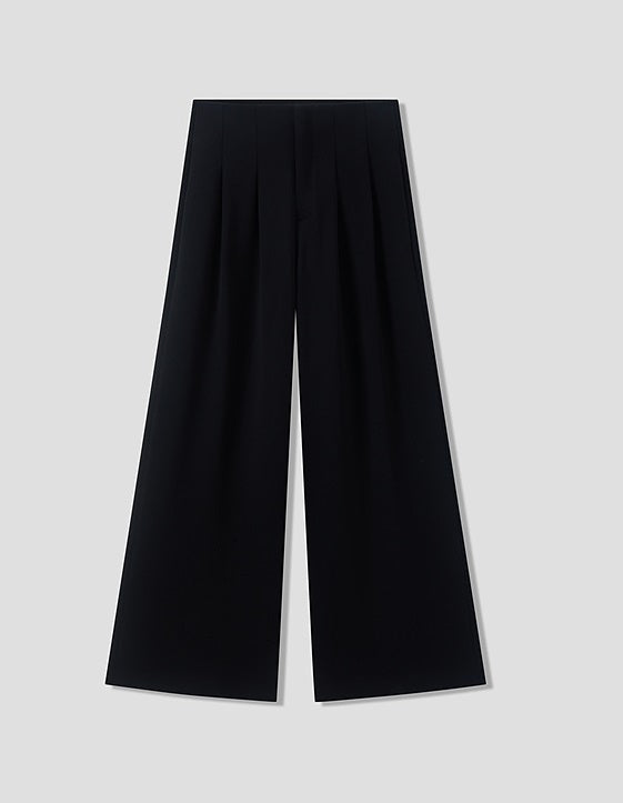 COMME MOI Lu Yan Designer's new commuter acetic high-waisted double-pleated wide-leg pants - MARD.