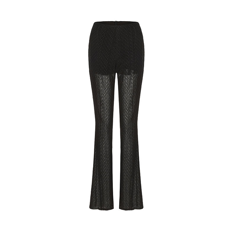 ATELIER MISS LU logo flocked design see-through bell bottoms - YANKEE.