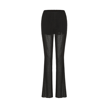 ATELIER MISS LU logo flocked design see-through bell bottoms - YANKEE.