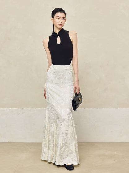 HECO Jacquard Fishtail High Waist Red Purple White Skirt Women - GRAVITY.