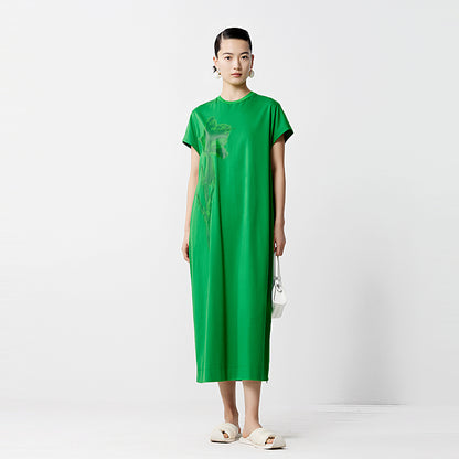 ZHUCHONGYUN ink print loose straight cotton dress-LUX.