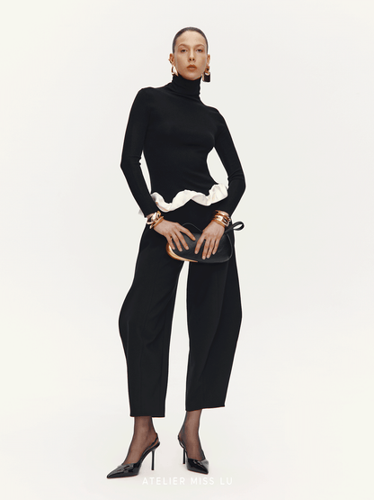 ATELIER MISS LU  Hem clouds surround turtleneck knit top - OLIVIA.
