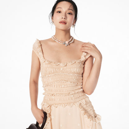 FAME rococo embroidered beaded dress long skirt - AVA