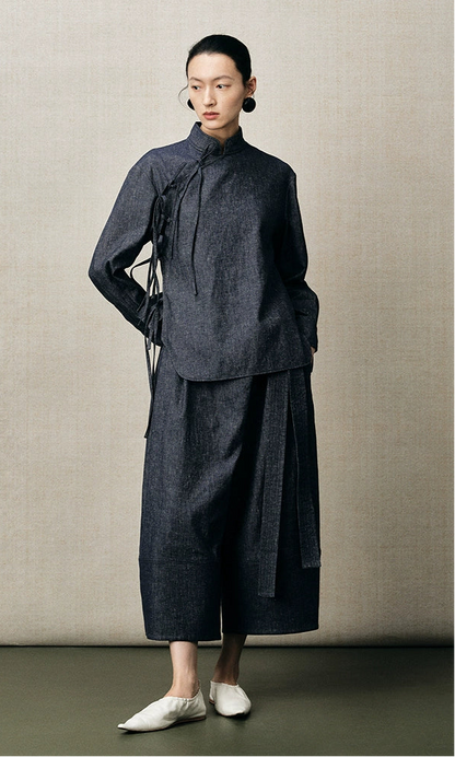 ZHUCHONGYUN traditional-style with diagonal knotted ties top-GONG.