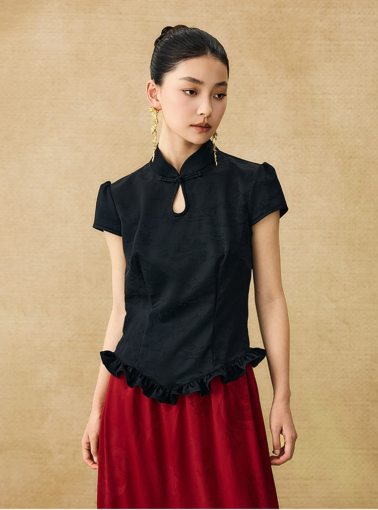 HECO Chinese Acetate Drop Neck Short Sleeve T-Shirt - GAIN.
