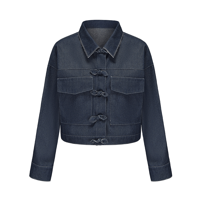 ATELIER MISS LU Bow Button-print Panelled Denim Jacket - PREACH.