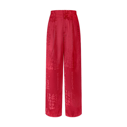 TUYUE Text Dark Pattern Straight Casual Pants- AGATHA.