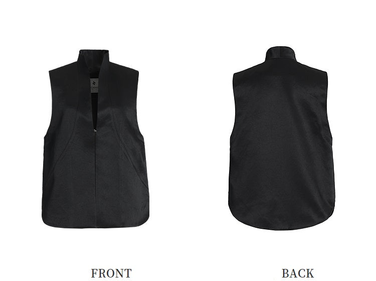 ZHUCHONGYUN  stand-up collar placket sleeveless straight vest-BIEBER.