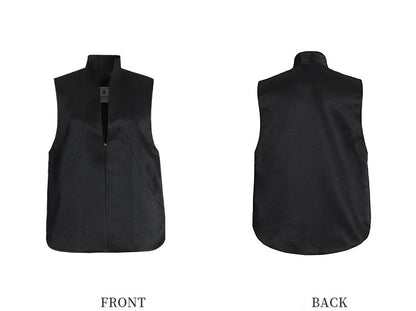 ZHUCHONGYUN  stand-up collar placket sleeveless straight vest-BIEBER.