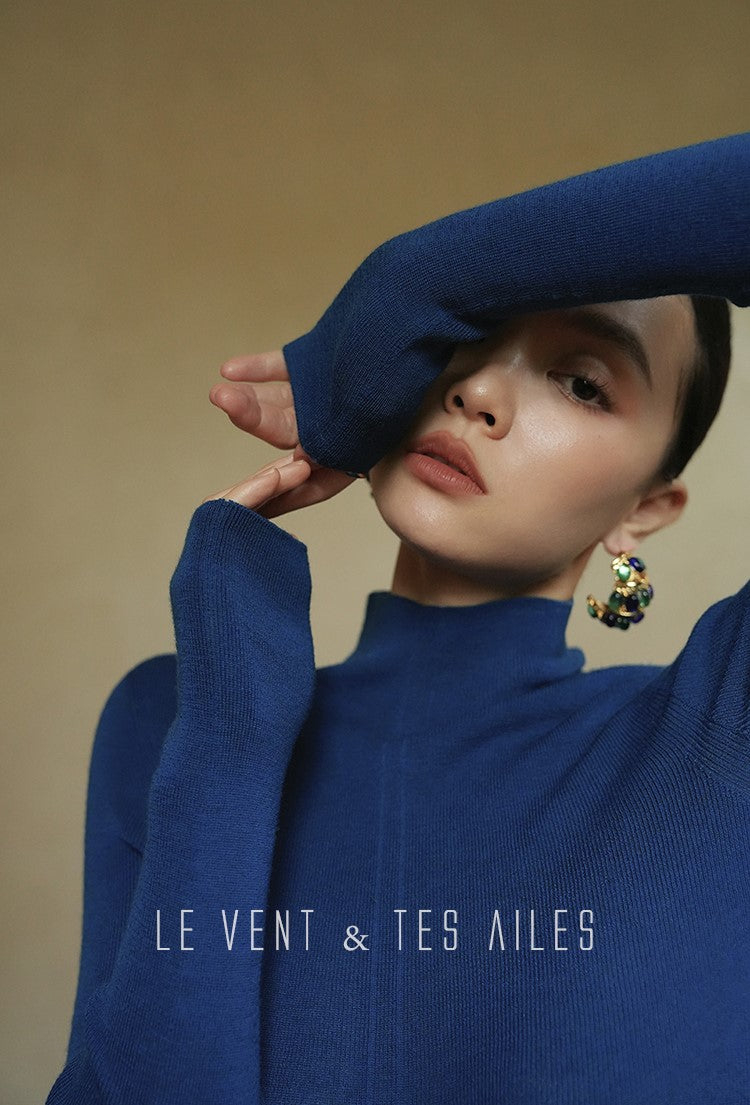 LE VENT&TES AILES seamless Yangtze yarn wool high-neck knit turtle neck-FEY