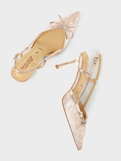 PJJUU Stiletto Strap High Heels gold sling back pumps- MERLIN