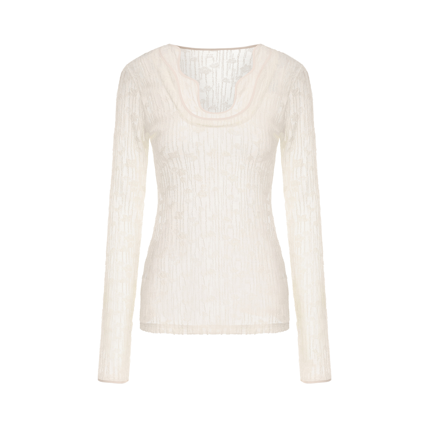 ATELIER MISS LU Water-Neck Sheep Wool Blend Texture Top - DATE.