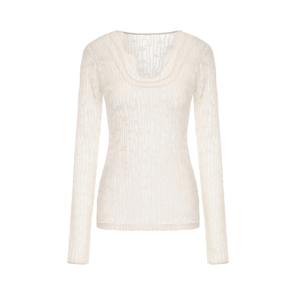 ATELIER MISS LU Water-Neck Sheep Wool Blend Texture Top - DATE.