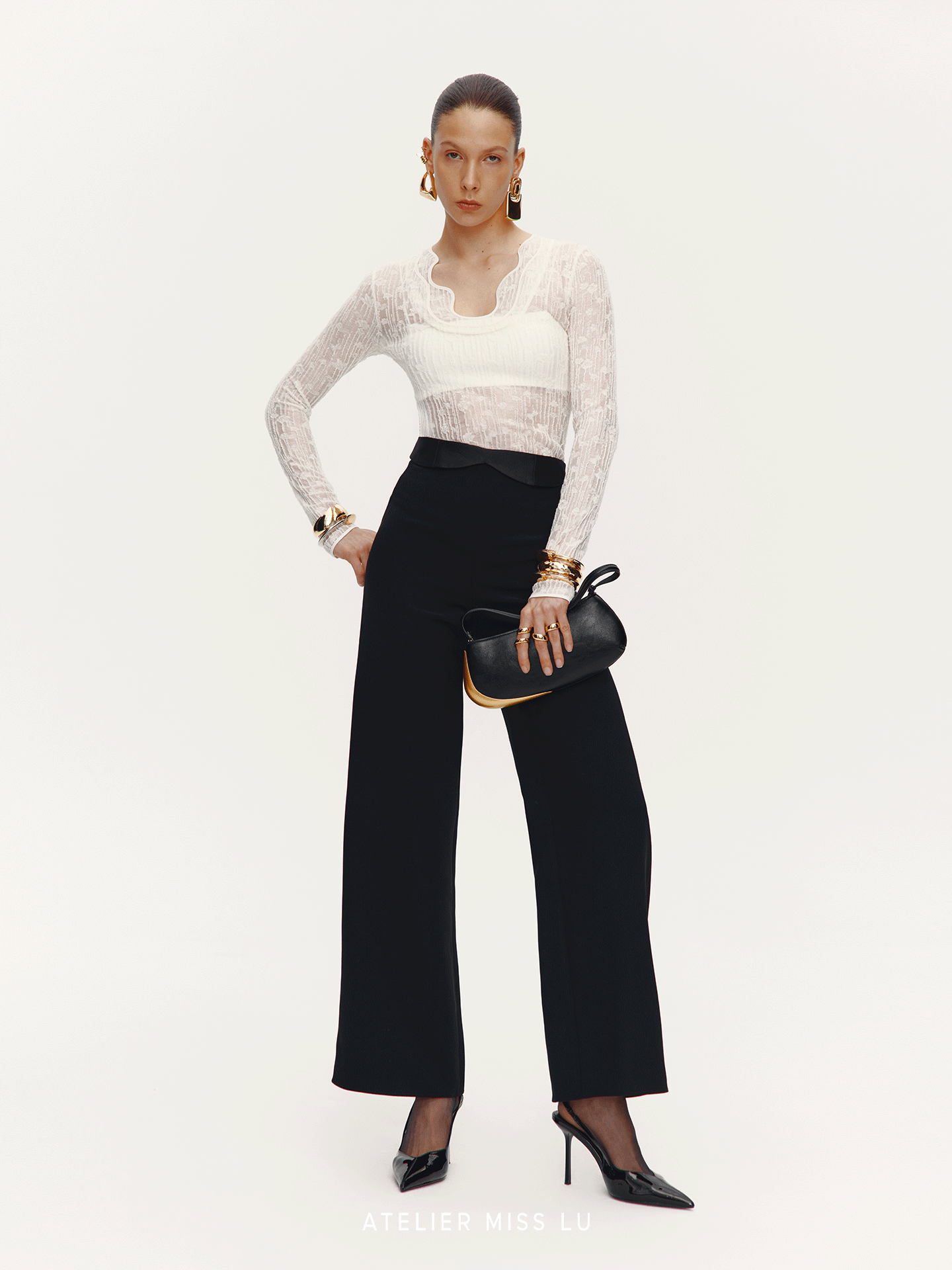 ATELIER MISS LU Fall/Winter Waist Two-Wear Design High-Waist Wide-leg Pants - THEO.