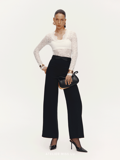 ATELIER MISS LU Fall/Winter Waist Two-Wear Design High-Waist Wide-leg Pants - THEO.