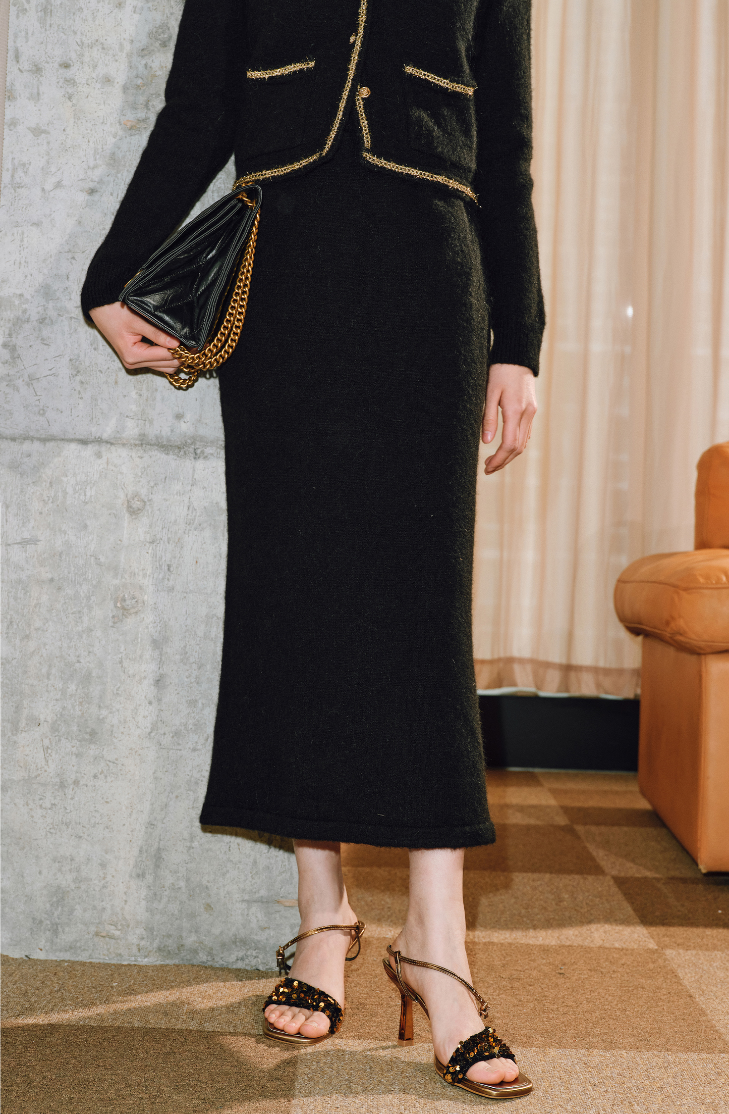 WANGXO | Luxury Peruvian Alpaca Wool Silk Blend Outfit Set of Jacket and Skirt- LANI.