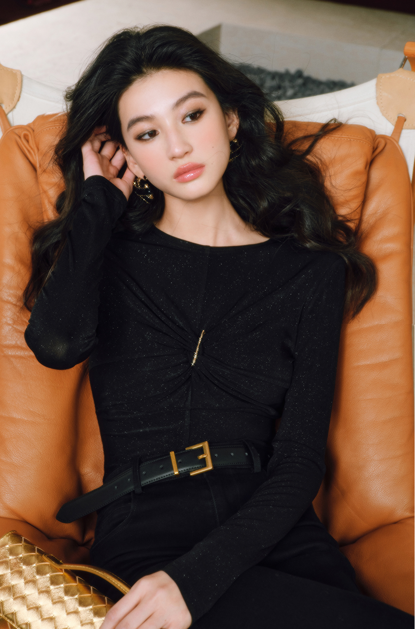 WANGXO | Star Shiny Silk Knit Accented Slim-Fit Top - NOLA.