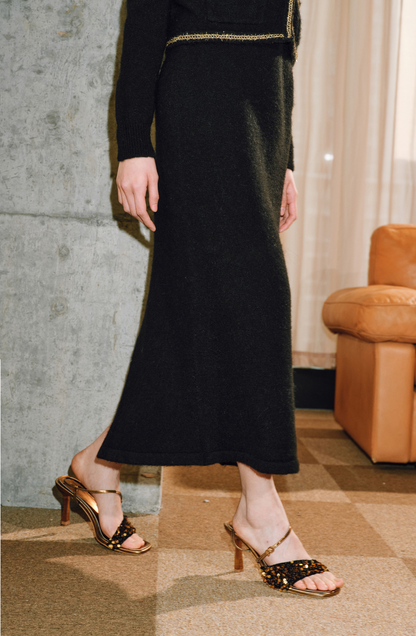 WANGXO | Luxury Peruvian Alpaca Wool Silk Blend Outfit Set of Jacket and Skirt- LANI.