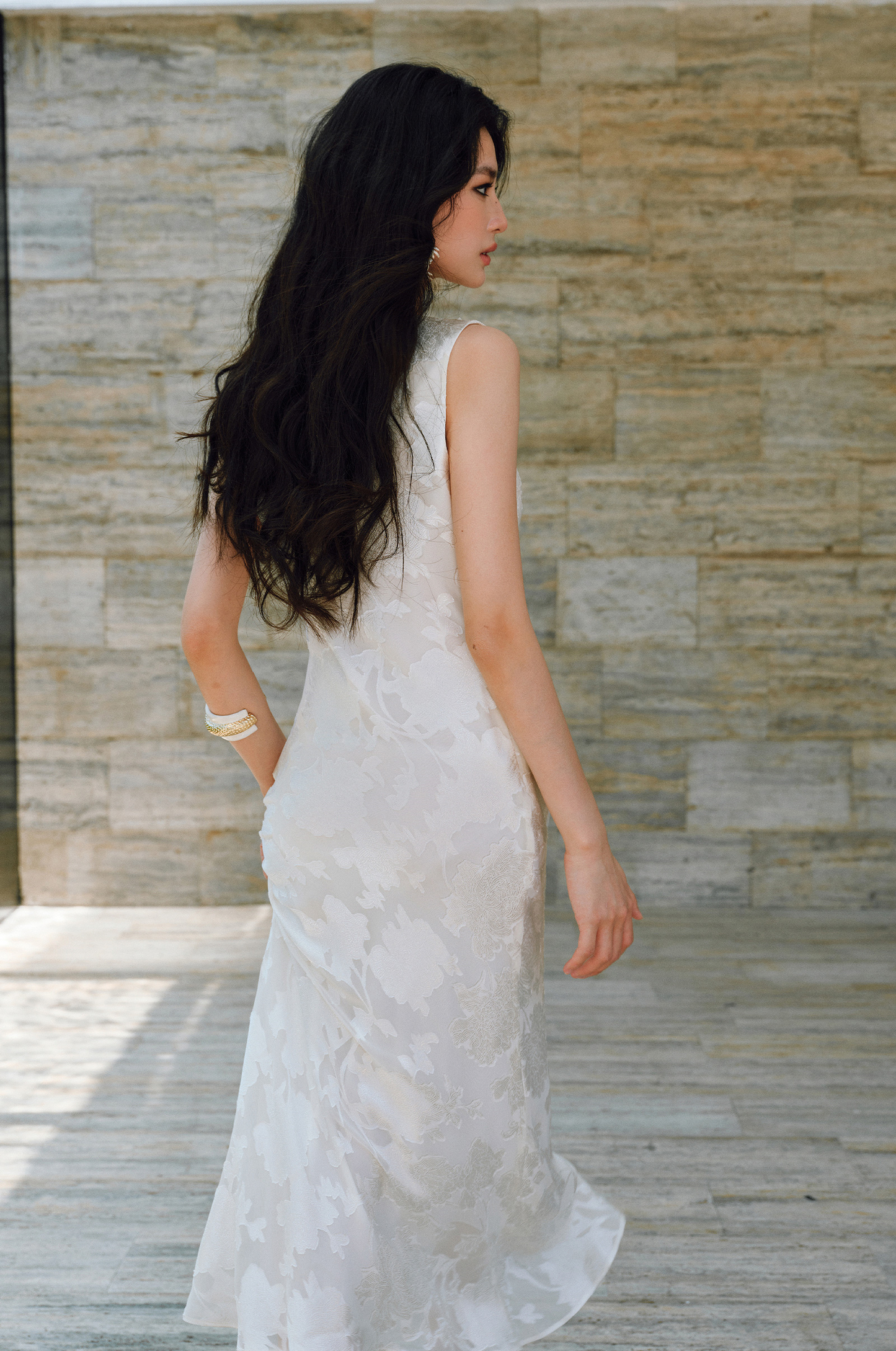 WANGXO |Swing Collar Long Fishtail Dress -CASSIANA.