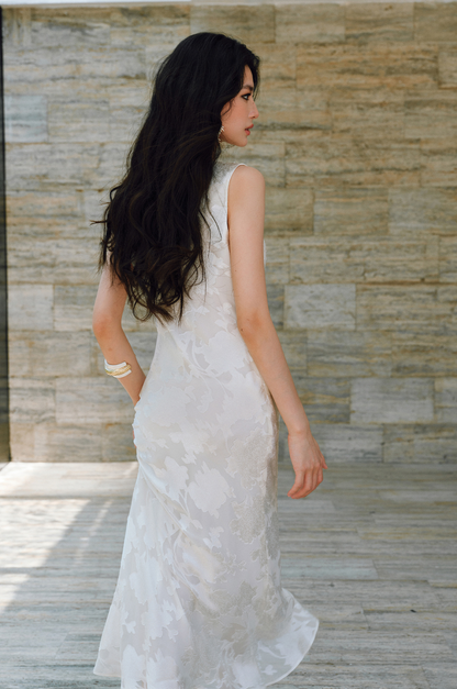 WANGXO |Swing Collar Long Fishtail Dress -CASSIANA.